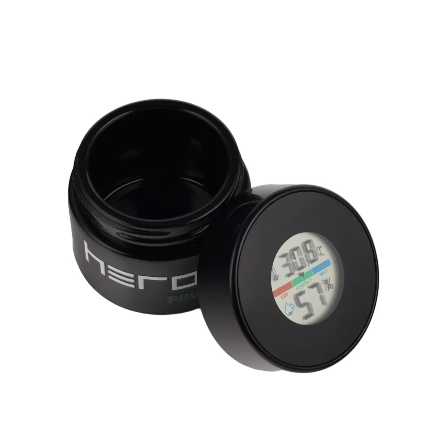 Szklany pojemnik bezzapachowy z higrometrem HERO PRO - 50 ml - obrazek 3